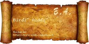 Biró Aldó névjegykártya